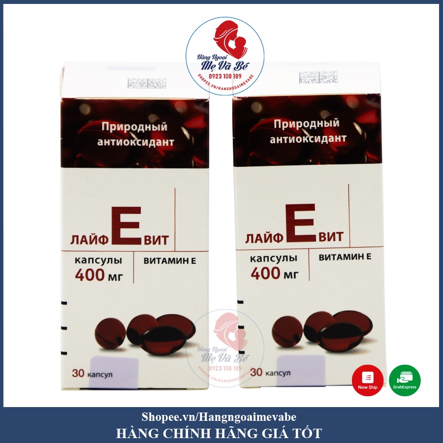 Vitamin E đỏ Nga 400mg,  viên uống vitamin E đỏ dòng cao cấp hỗ trợ đẹp da ngăn ngừa lão hóa, lọ thủy tinh 400mg