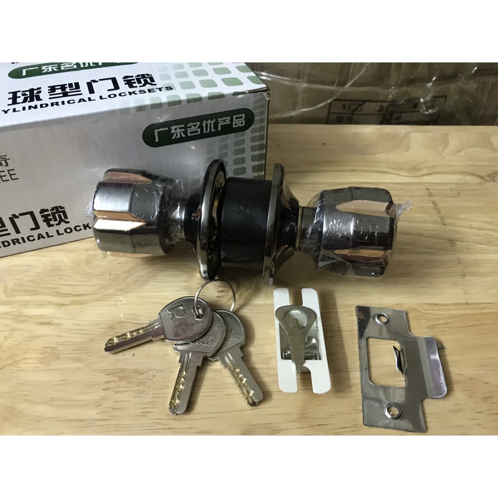 Khóa cửa tay nắm tròn cao cấp, thương hiệu Raiqee, cò 5cm tiêu chuẩn