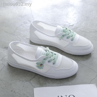 Giày Thể Thao Trắng Phối Lưới Thoáng Khí Họa Tiết Hoa Cúc Thời Trang Mùa Hè 2020 Mới Cho Nữ