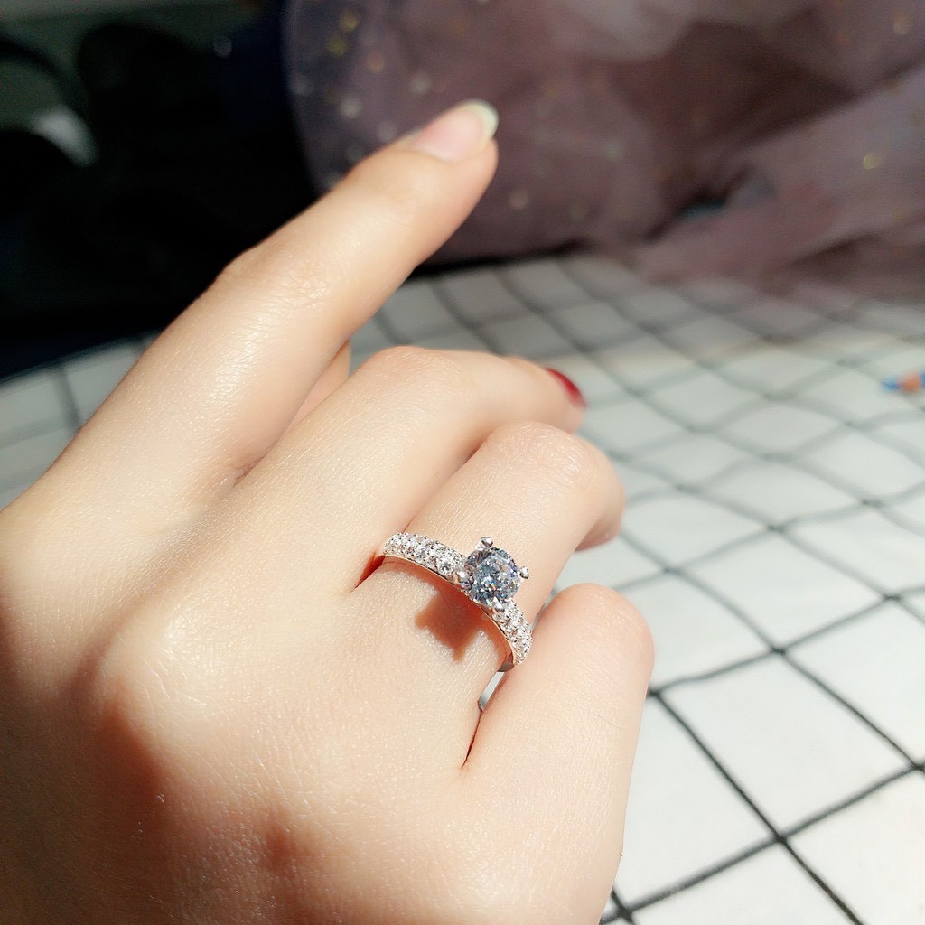 Nhẫn bạc H.A.S hai hàng hột cao đính đá - Nhẫn bạc thời trang