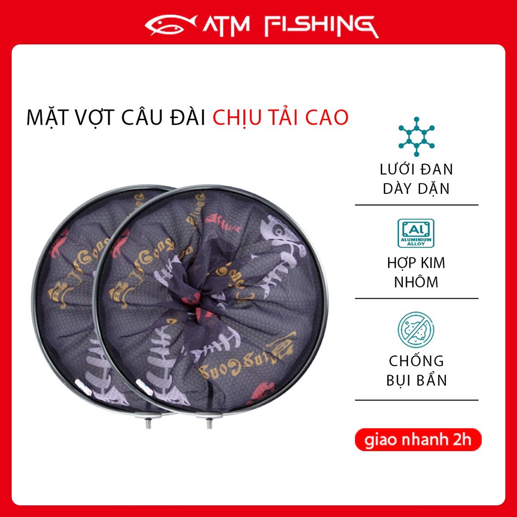 Vợt Cá Câu Đài Cao Cấp, Vành Vợt Câu Cá Carbon, Mặt Vợt Câu Đài