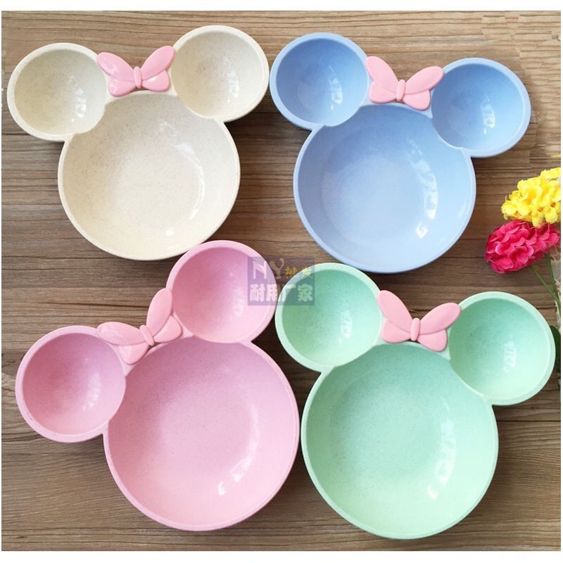 ( BÁT ĂN DẶM KIỂU NHẬT) Bát ăn dặm lúa mạch Mickey kèm thìa dĩa cho bé