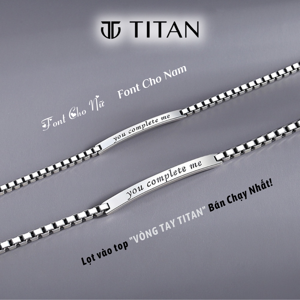 Vòng tay đôi nam nữ Khắc Tên theo yêu cầu, lắc tay vuông quà tặng tình yêu màu bạc 925 không gỉ couple unisex Titan