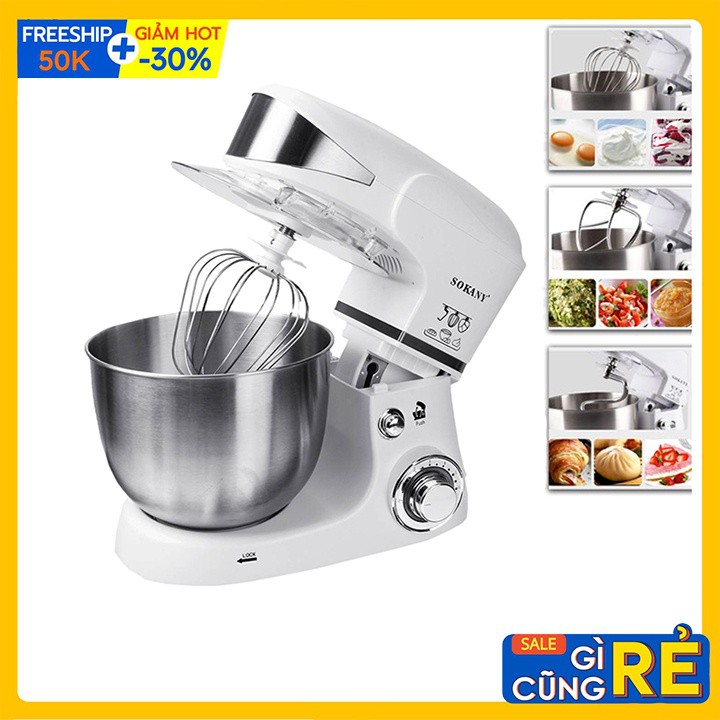 (Hàng chính hãng) Máy nhào bột SOKANY loại công nghiệp 1000W cực khỏe - Đánh trứng, trộn salad, topping- BH 1 năm