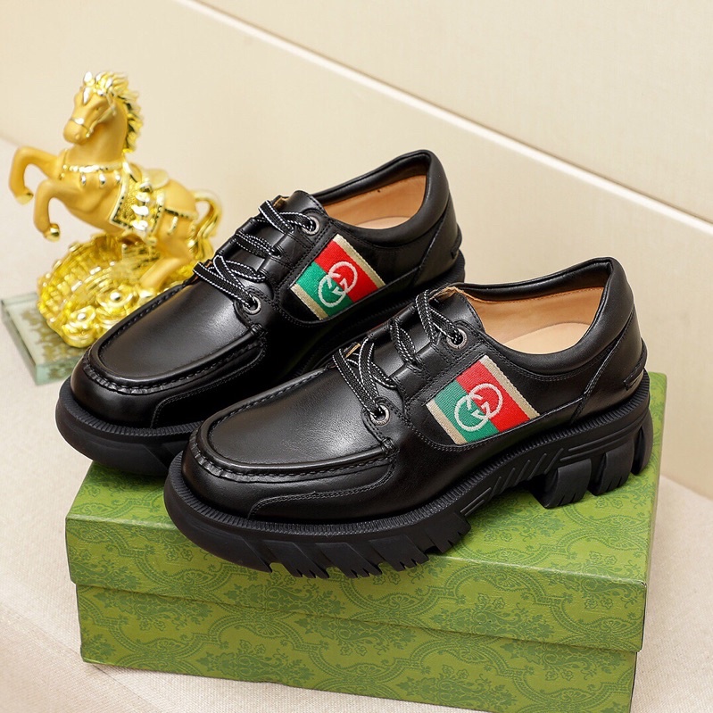 Giày oxfords buộc dây mẫu mới cho nam thương hiệu Gucci GG/GC cao cấp da thật