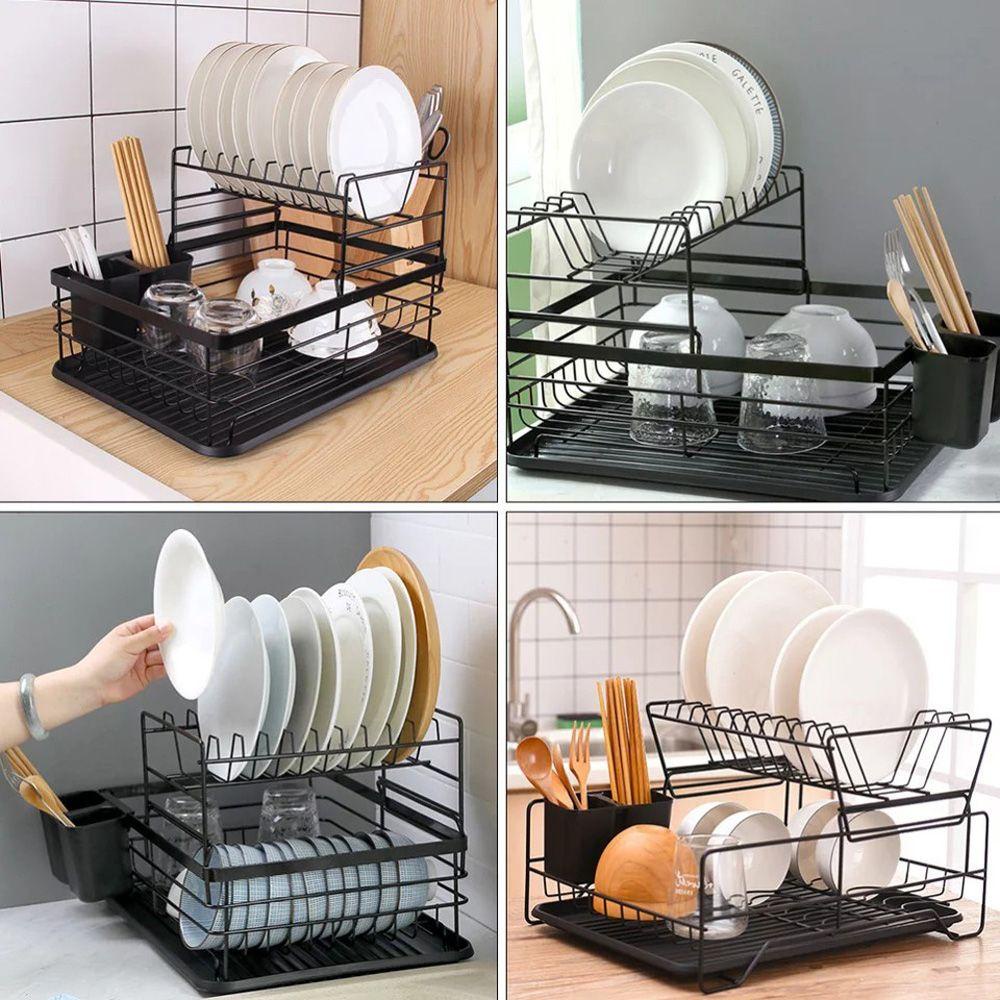 Giá Đỡ Chén Dĩa / Muỗng / Nĩa Bằng Thép Carbon Tiện Dụng Cho Nhà Bếp