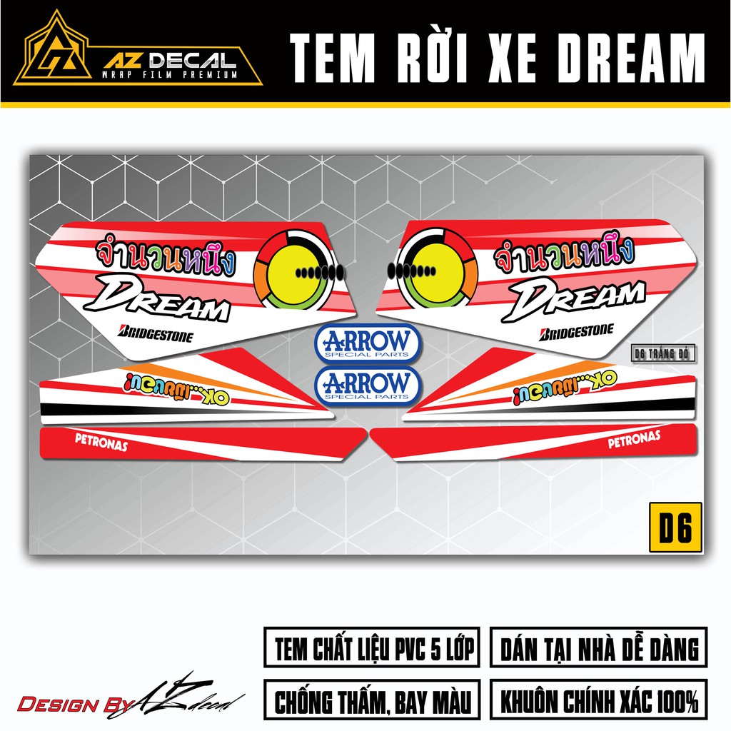 Tem Xe Dream Mẫu Petronas | D6 | Tem Rời Dành Cho Dòng Xe Dream Việt, Thái Chống Nước Bền Màu Dễ Sử Dụng