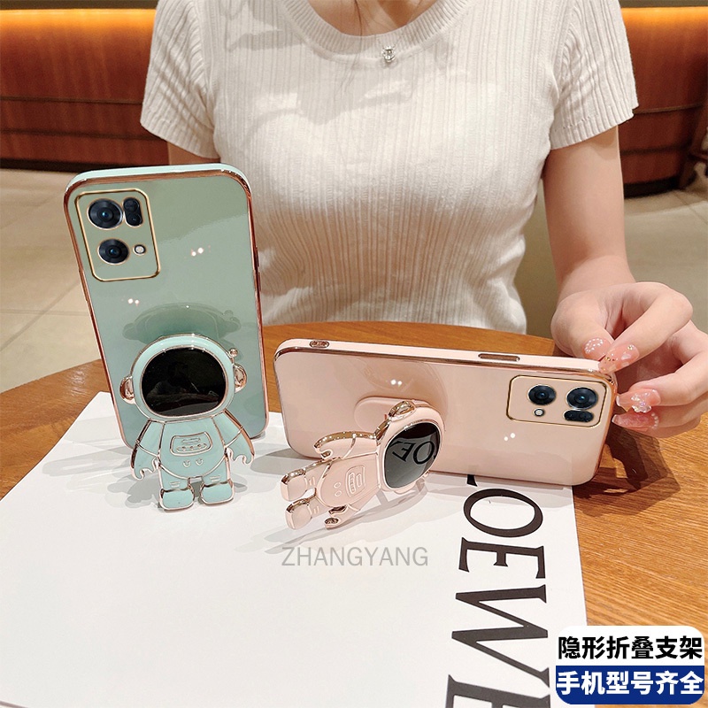 ốp lưng oppo a16k Gel silica TPU Mạ điện 3D Phi hành gia có chân đế ốp điện thoại oppo a16k