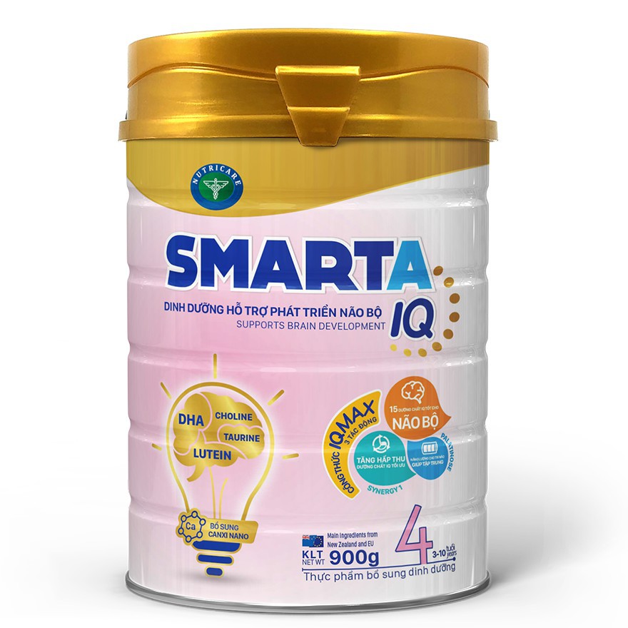 Sữa bột SmartA IQ 4 hỗ trợ phát triển não bộ & dinh dưỡng cho bé 3-10 tuổi (900g)