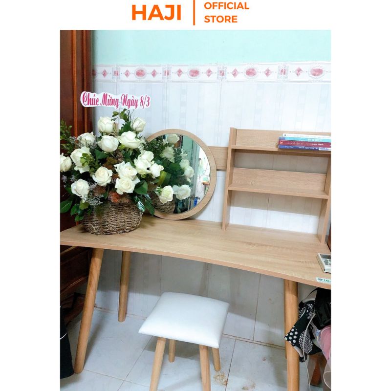 Bàn phấn chân cao giúp lưu trữ mỹ phẩm kèm gương tròn thương hiệu HAJI A84