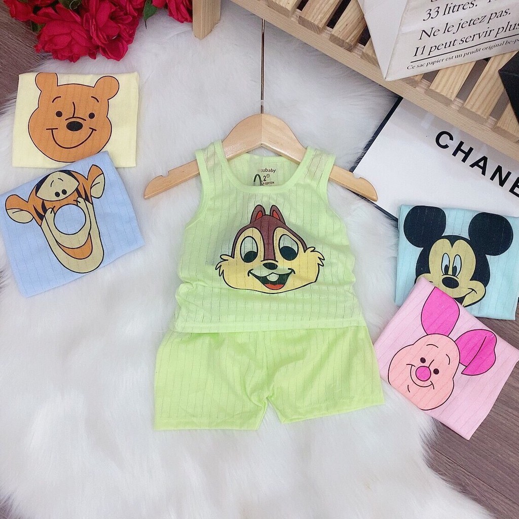 Combo 5 bộ cotton giấy ba lỗ cho bé trai, bé gái