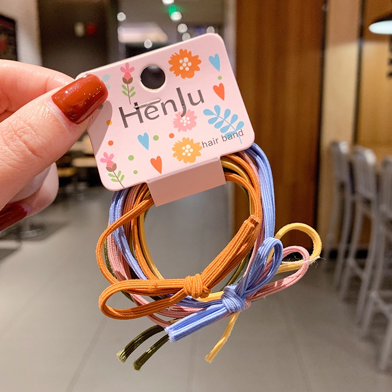 Set 6 Dây Thun Cột Tóc Phong Cách Đơn Giản Dễ Thương Dành Cho Nữ
