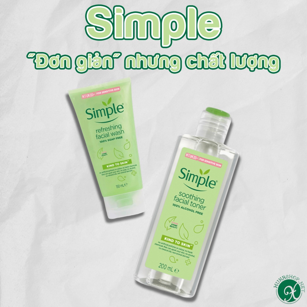 Nước hoa hồng Simple Toner cân bằng dịu nhẹ Simple Soothing Facial Toner cân bằng ẩm cho da nhạy cảm 200ml