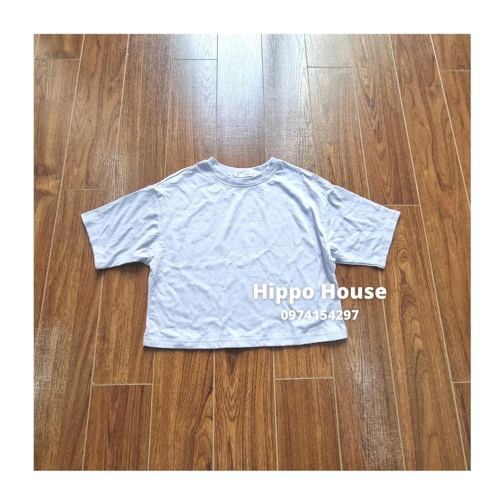 Áo phông Trơn Màu Cộc Tay Áo Thun cho Bé Gái Hippo House Size Đại 25 – 60kg Dáng Croptop Chất Cotton Mềm Mịn