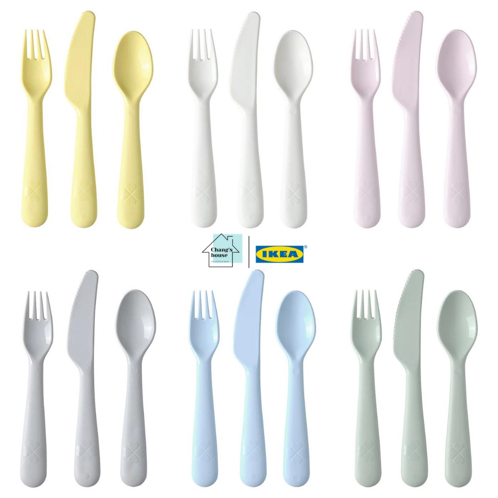 1 Set thìa dĩa dao tập ăn cho bé - IKEA chính hãng - tách set, giao màu ngẫu nhiên - No BPA