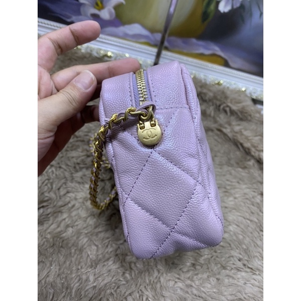 Túi xách hộp hồng nhũ size 18