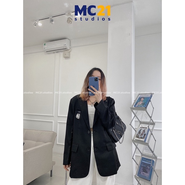 Áo blazer khoác ngoài MINION CLOTHING vest giữ form tốt dáng rộng vải dệt fresco dày dặn ít nhăn có lót gió A3102