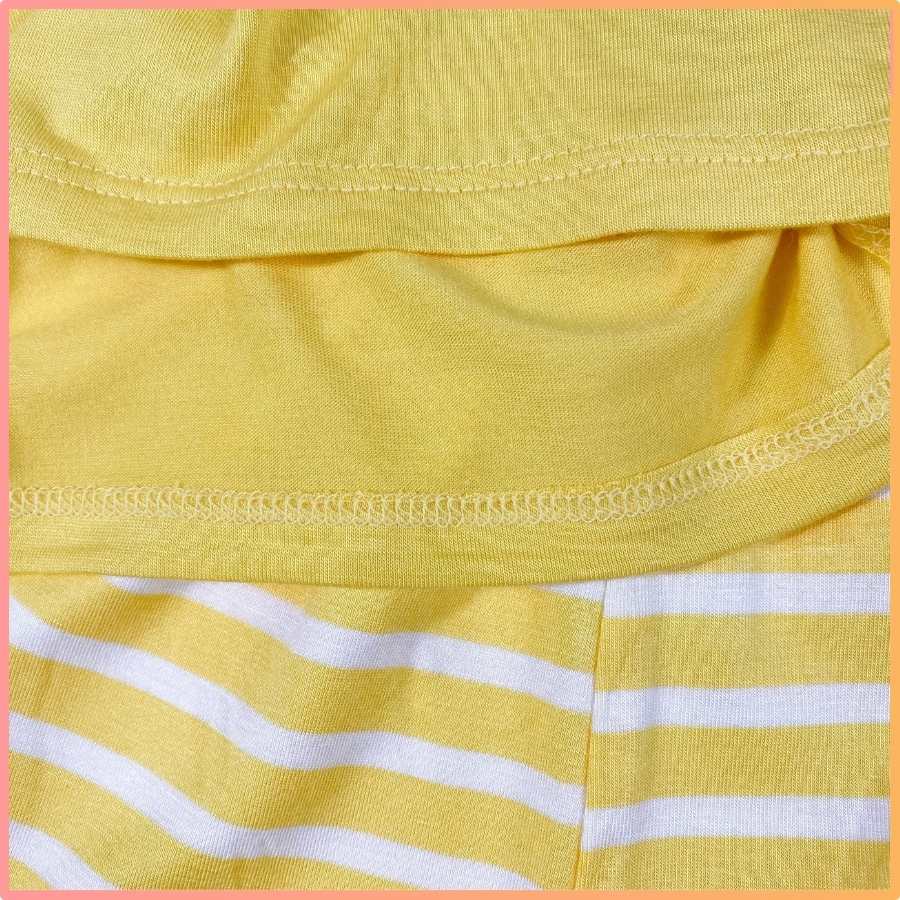 Bộ Thun Lạnh Cộc Tay Cho Bé Trai Bé Gái 8-19kg -TN-IN79 Kẻ Sọc In Hoạt Hình Chất Vải Thoáng Mát