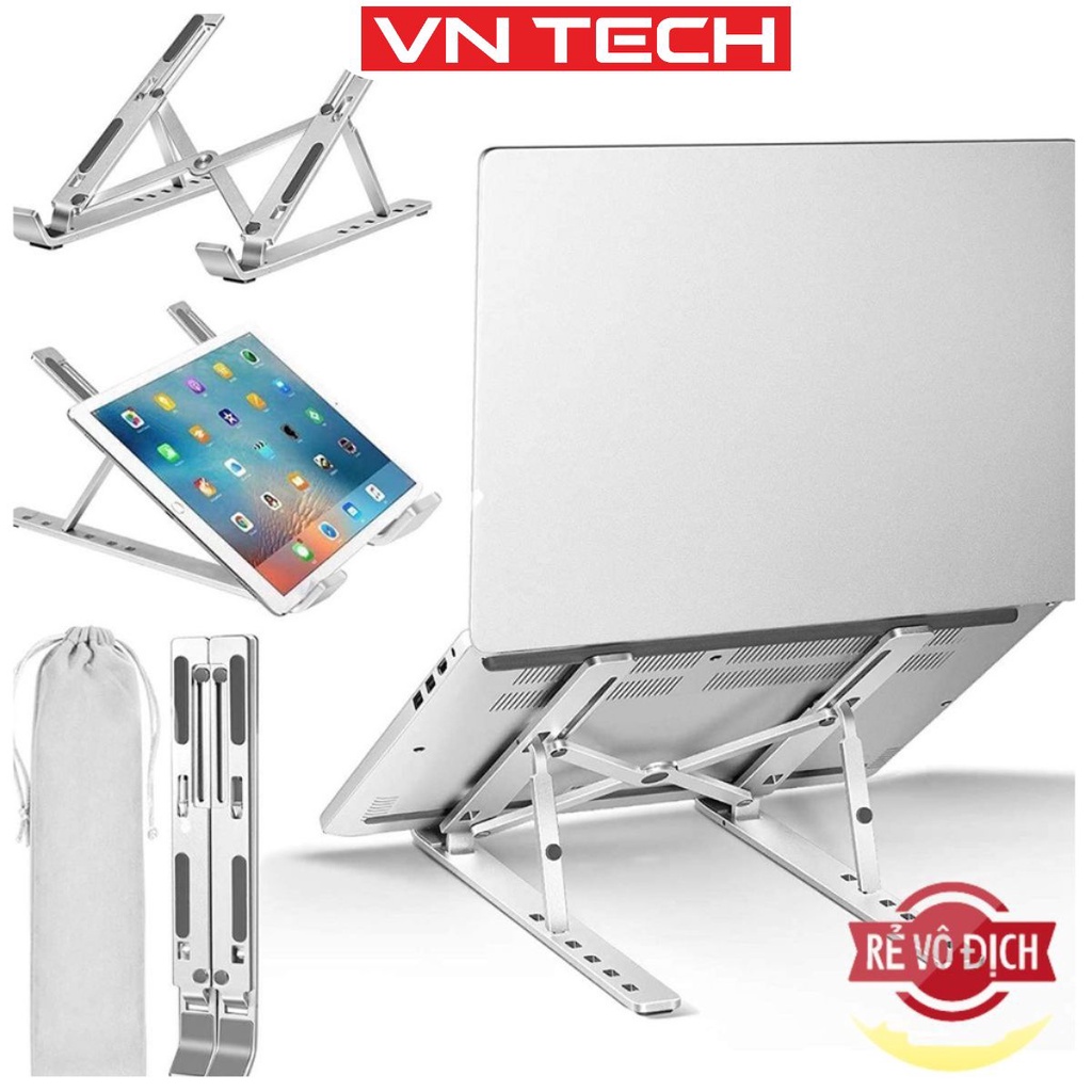 GIÁ ĐỠ LAPTOP, MACBOOK bằng nhôm có thể gấp gọn, điều chỉnh độ cao, giá kệ đỡ laptop tản nhiệt.