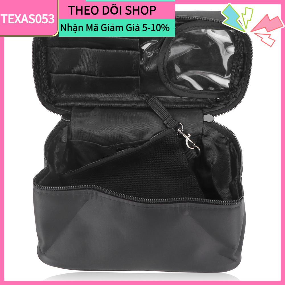 Túi Đựng Mỹ Phẩm Bằng Vải Nylon Co Giãn Màu Đen Sức Chứa Lớn