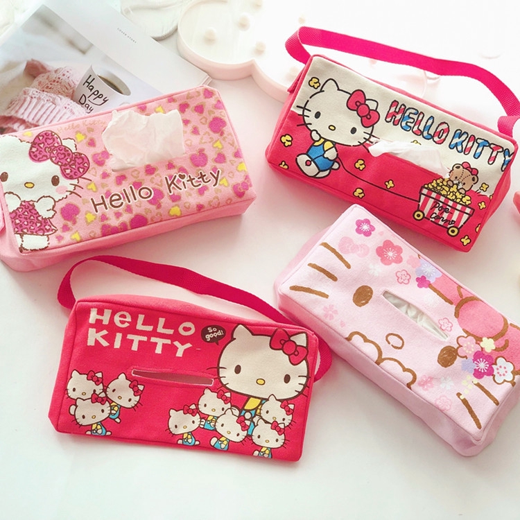 Hộp Đựng Khăn Giấy Họa Tiết Hoạt Hình Snoopy Hello Kitty Treo Sau Ghế Xe Hơi Ốp