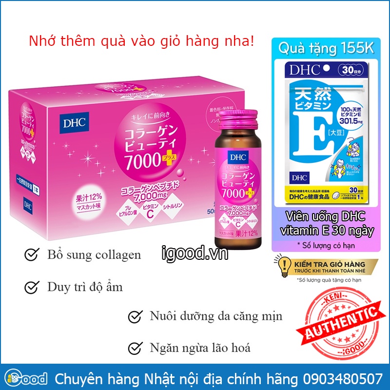 Nước uống Collagen DHC Beauty 7000 Plus Nhật Bản (10 chai x 50ml)