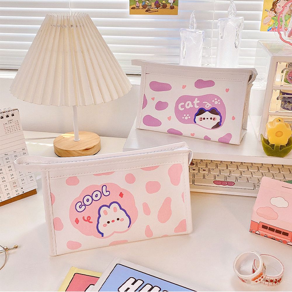 Túi đựng bút đa năng sức chứa lớn chống thấm nước in họa tiết bò sữa hoạt hình dễ thương