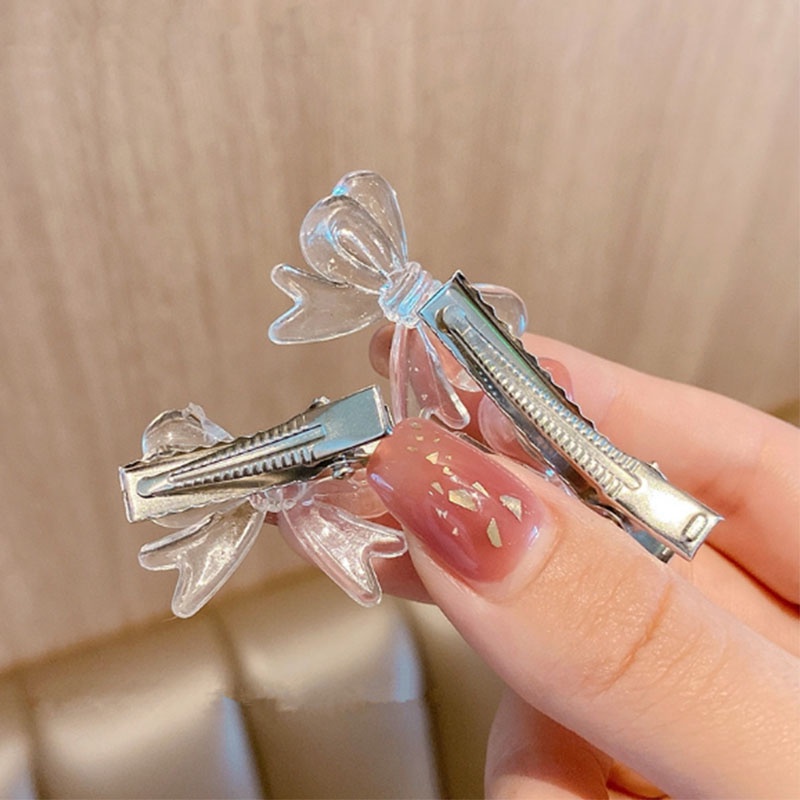 Kẹp tóc hình nơ nhỏ trong suốt thời trang Hàn Quốc đơn giản