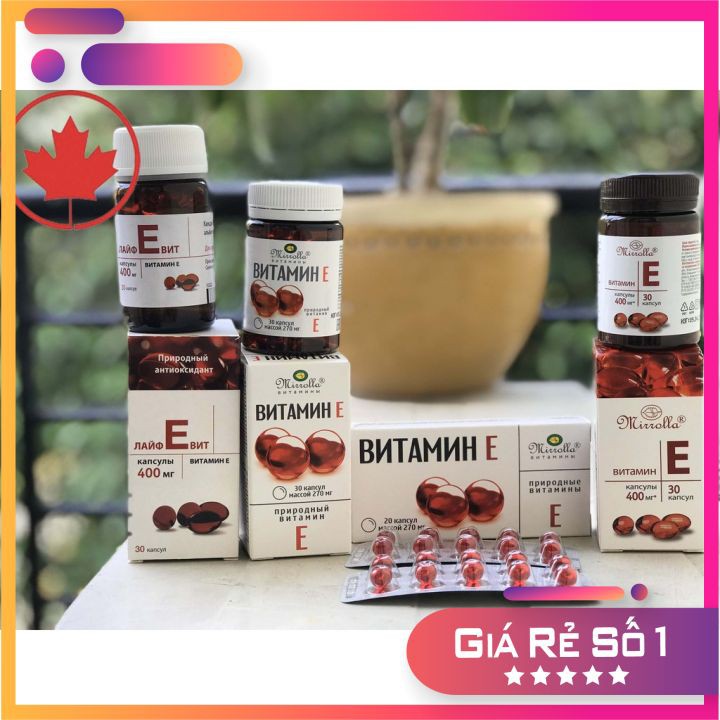 Vitamin E đỏ nga 400mg [IB XEM BILL] nhựa và thủy tinh, đẹp da, chống láo hóa, tốt cho mắt | BigBuy360 - bigbuy360.vn