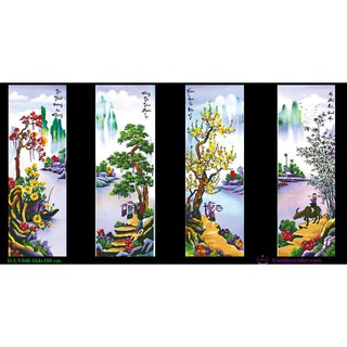 Tranh đính đá tứ quý Xuân Hạ Thu Đông KT:164×100cm(40x100cm/1 bức)