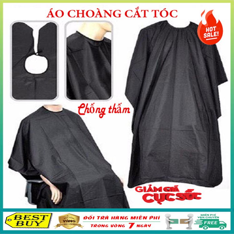 Áo choàng đen cắt tóc cao cấp chống thấm