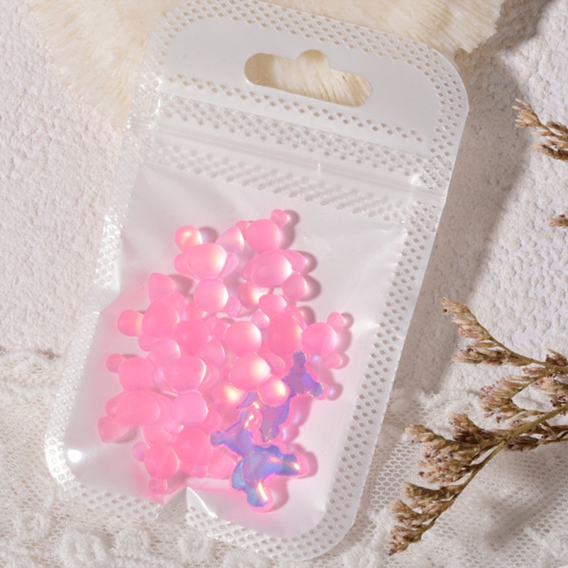 Set 1/5 Gấu Hoạt Hình 3D Dạ Quang Trang Trí Móng Tay