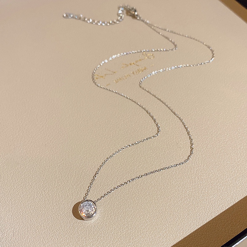 Dây Chuyền Thép Titan Đính Đá Zircon Đơn Giản Thời Trang Cho Nữ
