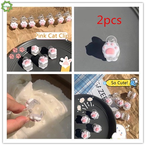 Set 2 kẹp tóc cào móng mèo mini màu hồng đáng yêu cho nữ