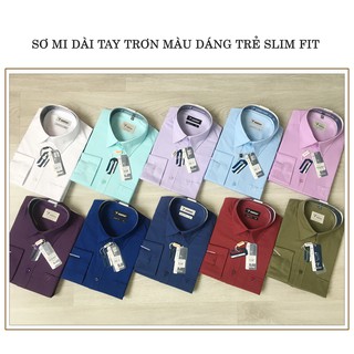 Áo sơ mi nam tay dài vạt bầu Slim Fit Vĩnh Tiến 330 - màu trơn