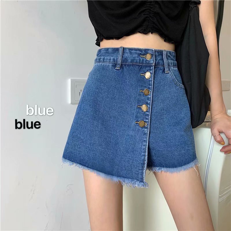 Quần Short jean giả váy, lệch vạt, có khuy, nhiều màu - LK037 | BigBuy360 - bigbuy360.vn