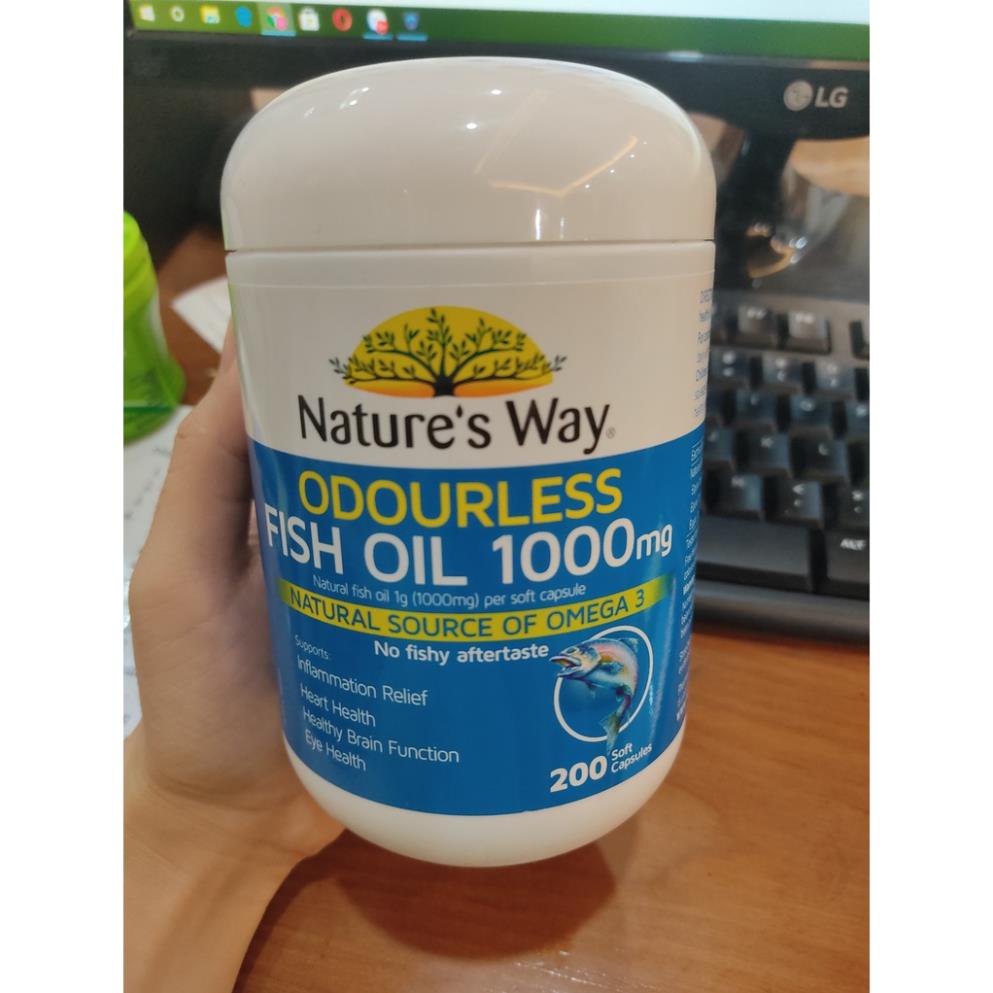 Viên Uống Dầu Cá Nature’s Way Odourless Fish Oil Tăng Cường Sức Khoẻ Tự Nhiên Không Mùi 1000mg