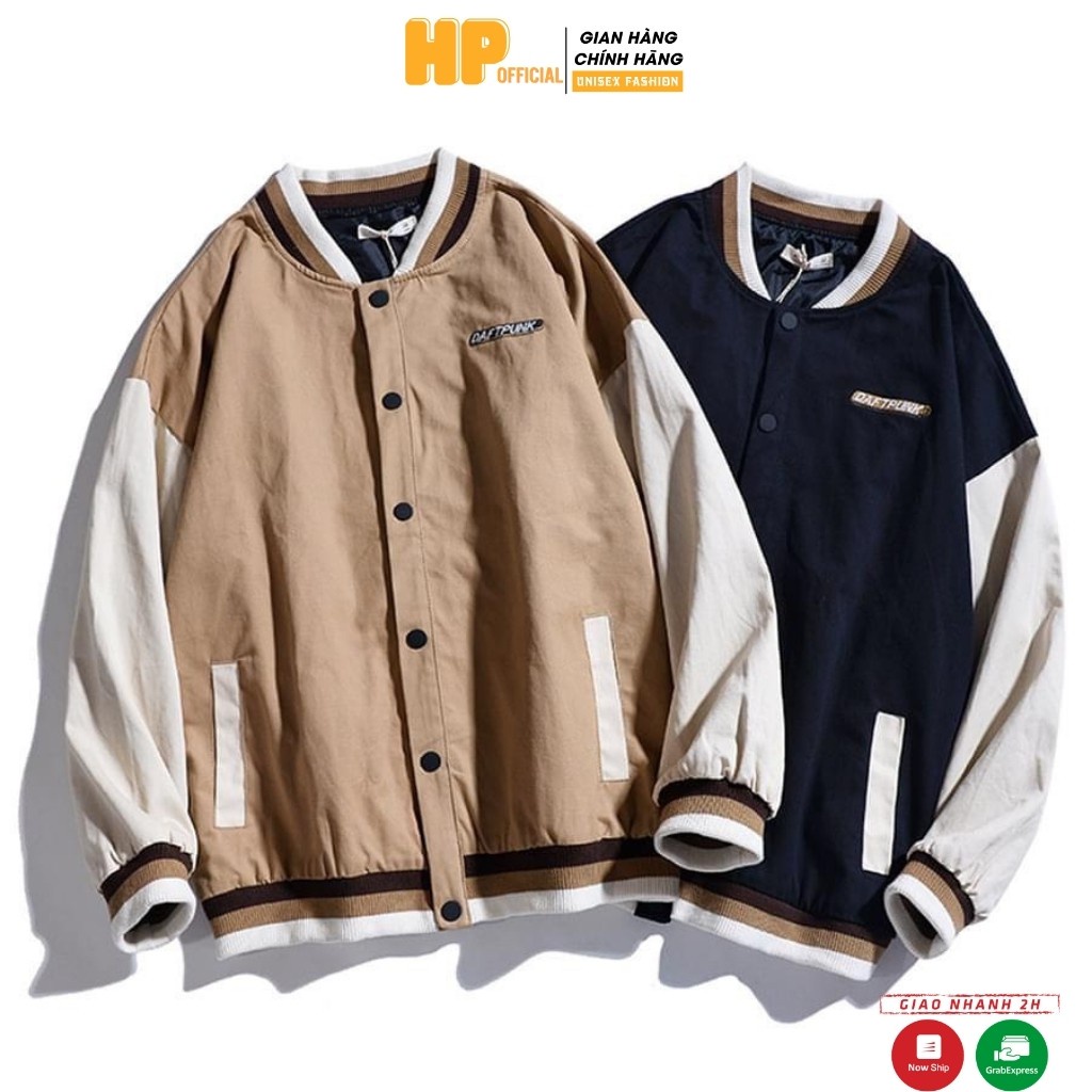 Áo khoác bomber jacket dù 2 lớp form rộng unisex thu đông nam nữ bóng style bóng chày năng động