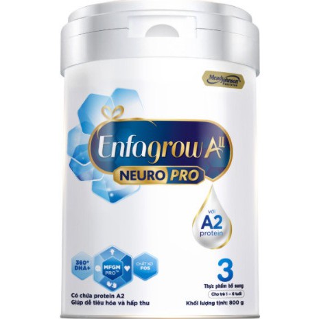Sữa bột Enfamil A2 Neuropro 3 cho trẻ từ 1-6 tuổi Lon 800g Màu Trắng