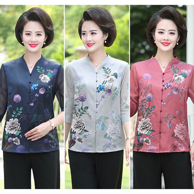 Bộ quần áo cho mẹ trung niên chất lụa đẹp