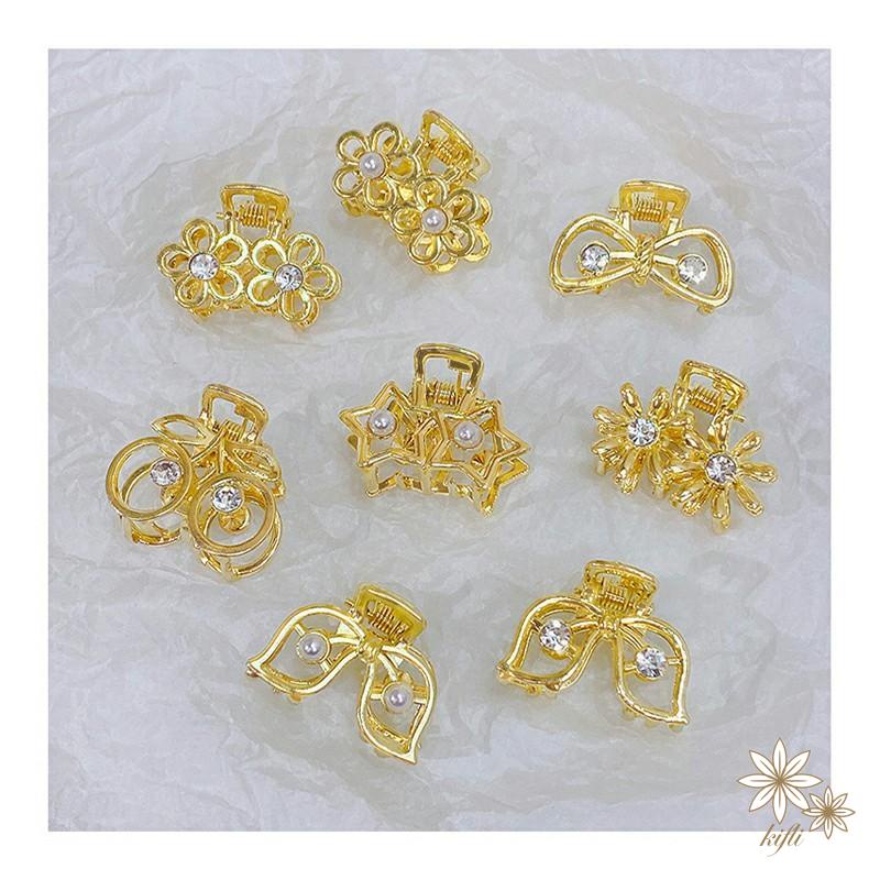 【kifli】Kẹp Tóc Kim Loại Nhỏ Đính Đá &amp; Ngọc Trai Cho Nữ