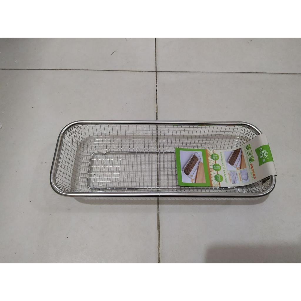 Rổ lưới inox 304 đựng thức ăn chiên , ráo rau củ dày dặn sáng bóng cao cấp 29cm