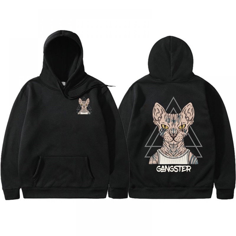 ÁO KHOÁC HOODIES NỈ BÔNG DÀY DẶN IN HÌNH KTS MÈO GANGTER