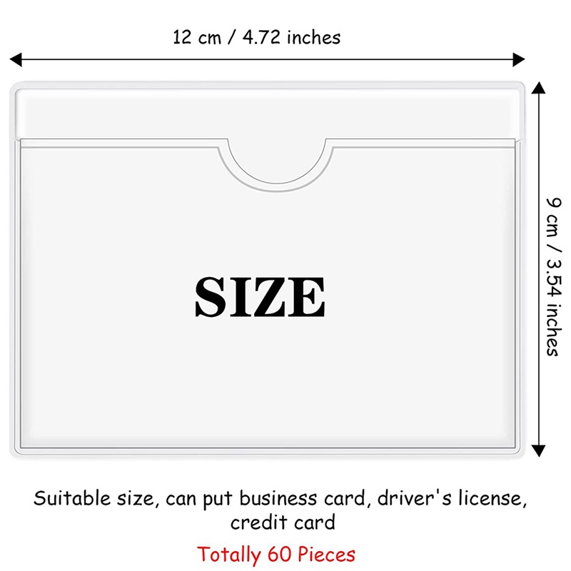 60 Pack 3.5 x 4.7 Inches Self-Adhesive Label Holder Card Pockets Label Holder Clear Plastic Library Card Holder