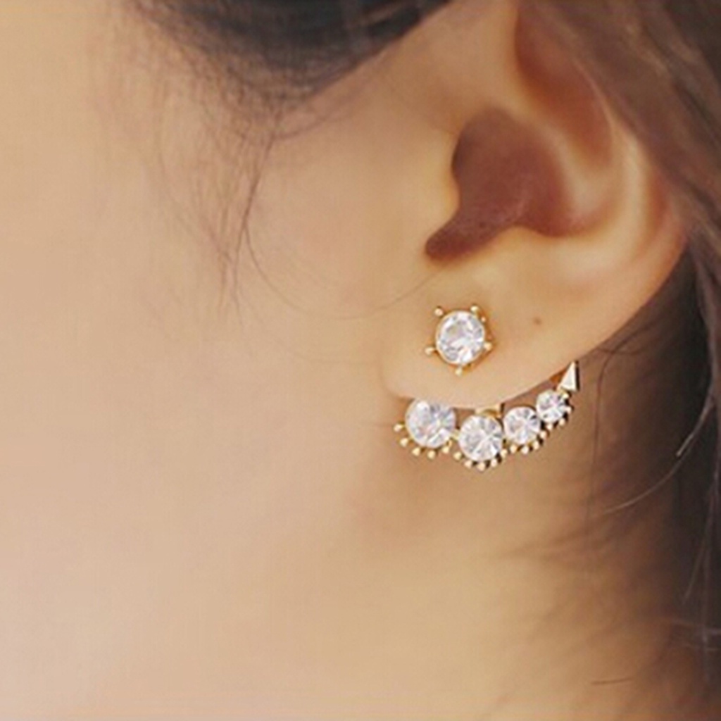 Cặp khuyên vành tai đính đá quý nhân tạo xinh xắn sang trọng dành cho nữ