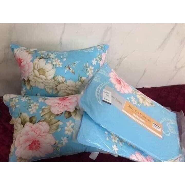 Đôi ruột gối bông gòn cao cấp-mẫu hoa trà-hoa trà xanh_kẻ bbr kích thước 45x65cm