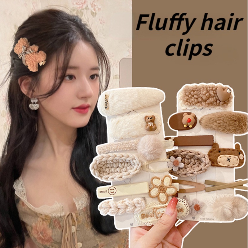 Kẹp Tóc Lông Nhung Dễ Thương Xinh Xắn Thời Trang Nhật Hàn Cho Bé Gái