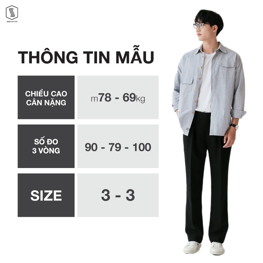 Áo sơ mi Nam tay dài có 2 túi ngực SSSTUTTER vải thô đứng dáng 3 màu LECH SHIRT | BigBuy360 - bigbuy360.vn