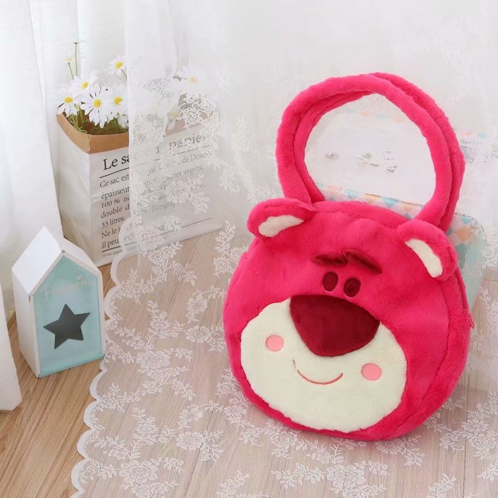 Túi Xách Đeo Vai Hình Tròn Cỡ Lớn Nhồi Bông Họa Tiết Hoạt Hình 2 Kiểu Dễ Thương Cho Học Sinh