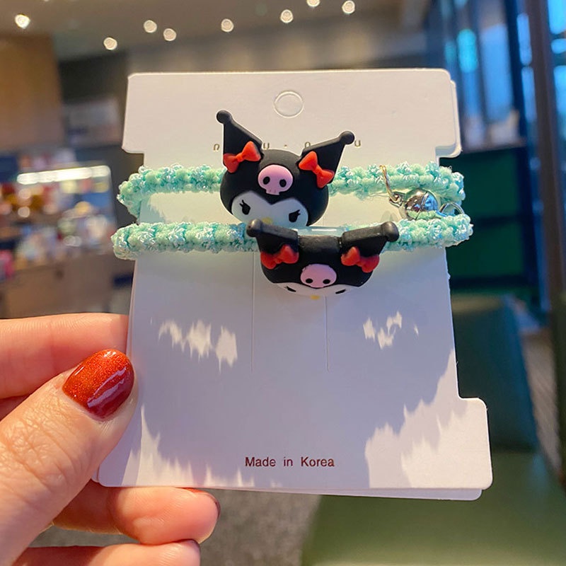 Bộ 2 Dây Buộc Tóc Cao Su Có Nam Châm Hình Gấu / Thỏ Dễ Thương Cho Bé Gái